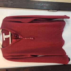 Josephine Chaus Sport Women's Henley Sweater XL Rich Dahlia